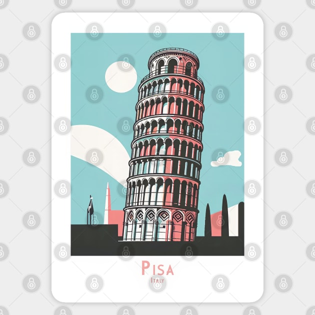 Italy Leaning Tower of Pisa Artwork Sticker by POD24